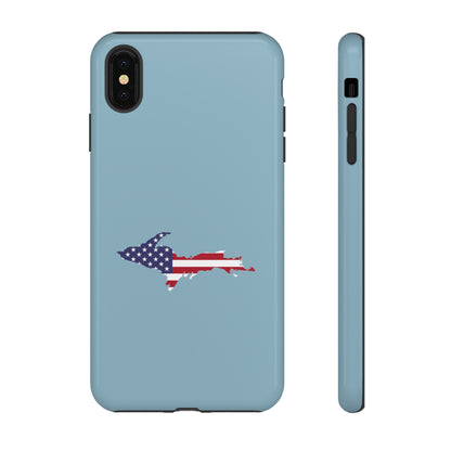 Michigan Upper Peninsula Tough Phone Case (Opal Blue w/ UP USA Flag Outline) | Apple iPhone