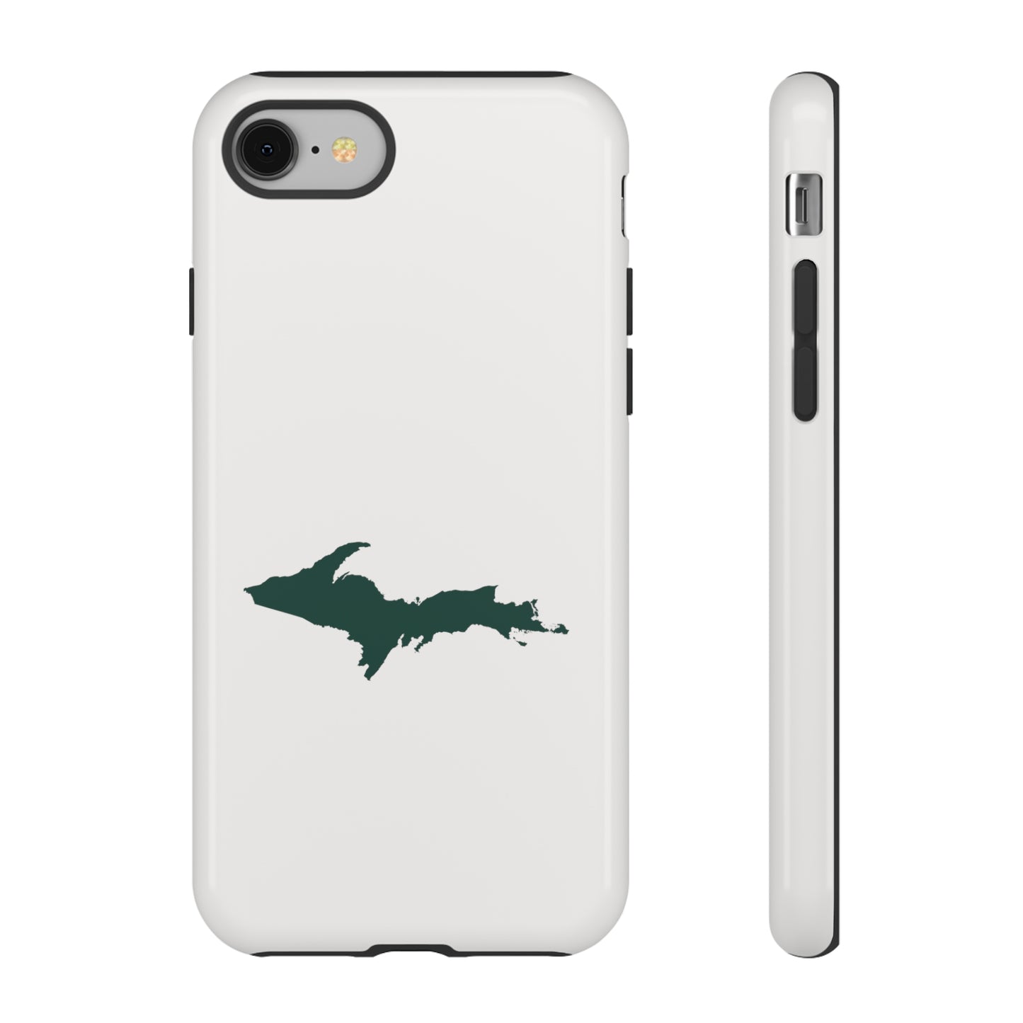 Michigan Upper Peninsula Tough Phone Case (Birch Bark White w/ Green UP Outline) | Apple iPhone