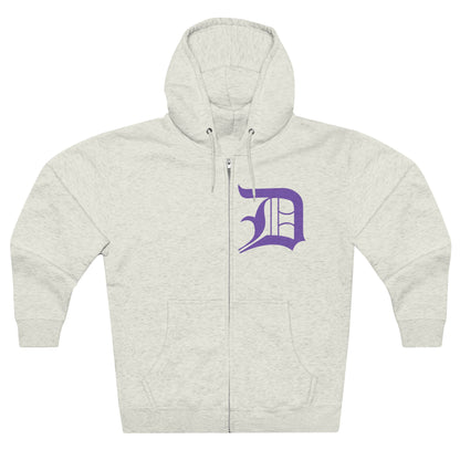 Detroit 'Old English D' Hoodie (Lake Iris) | Unisex Full Zip