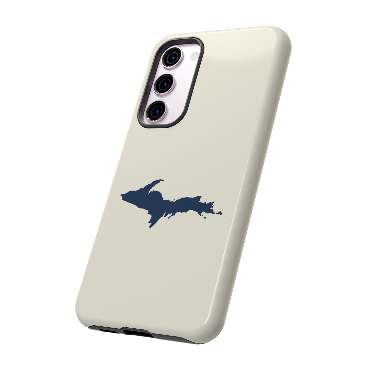 Michigan Upper Peninsula Tough Phone Case (Ivory w/ Navy UP Outline) | Samsung & Pixel Android