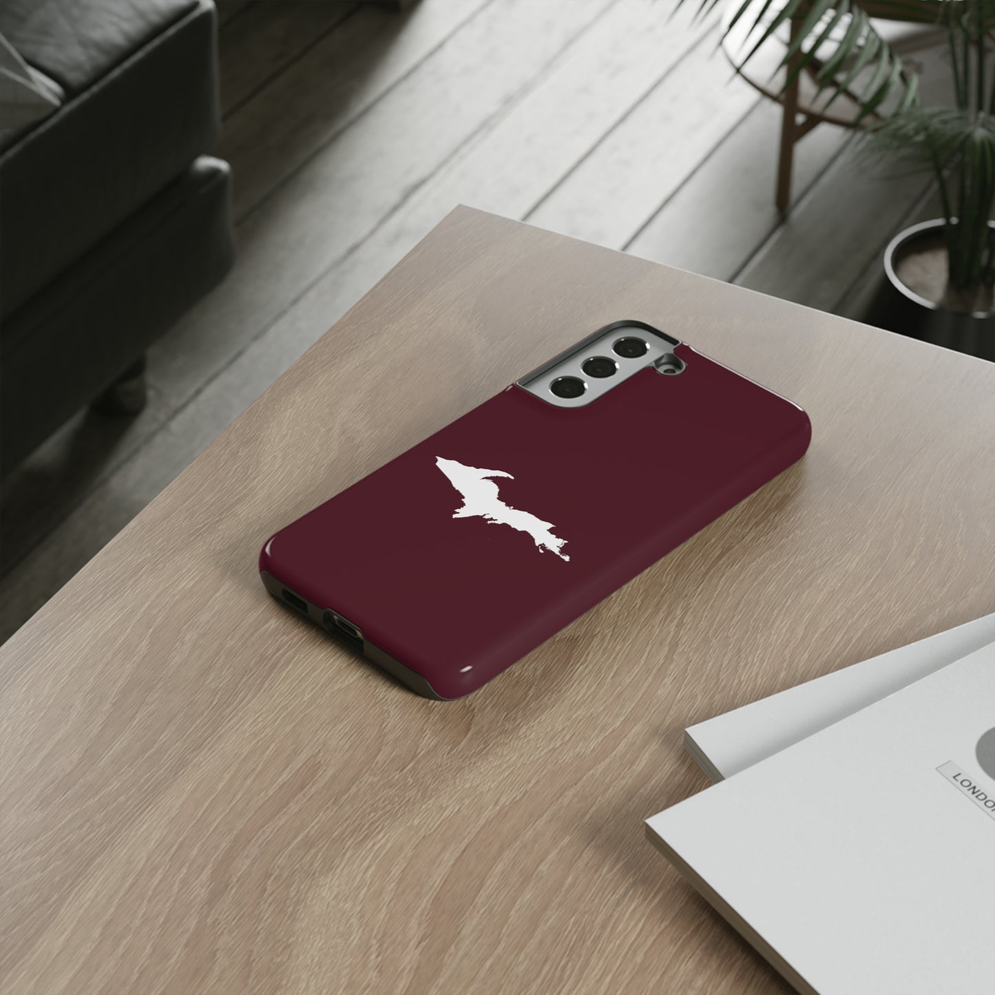 Michigan Upper Peninsula Tough Phone Case (Pinot Red w/ UP Outline) | Samsung & Pixel Android