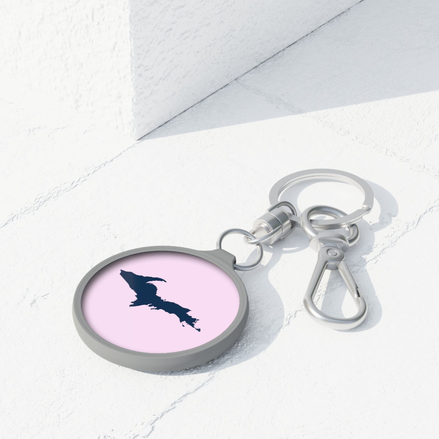 Michigan Upper Peninsula Keyring (w/ Navy UP Outline) | Pale Lavender