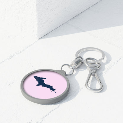 Michigan Upper Peninsula Keyring (w/ Navy UP Outline) | Pale Lavender