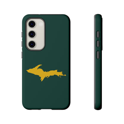 Michigan Upper Peninsula Tough Phone Case (Green w/ Gold UP Outline) | Samsung & Pixel Android