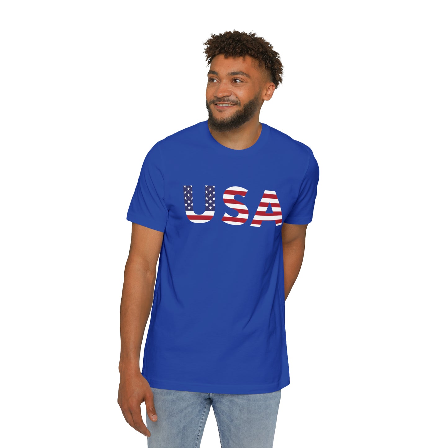 'USA' T-Shirt (Geometric Sans Flag Edition) | Made in USA