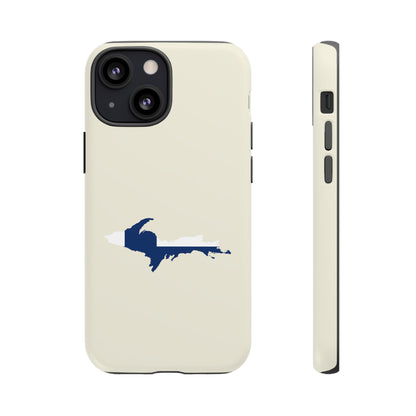 Michigan Upper Peninsula Tough Phone Case (Ivory Color w/ UP Finland Flag Outline) | Apple iPhone