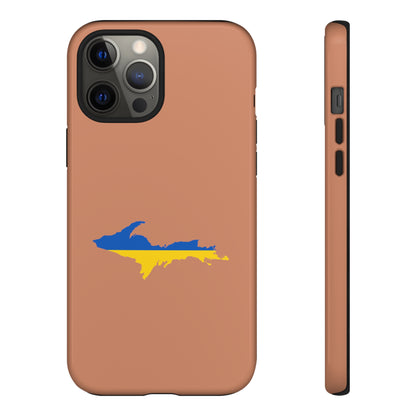 Michigan Upper Peninsula Tough Phone Case (Copper Color w/ UP Ukraine Flag Outline) | Apple iPhone