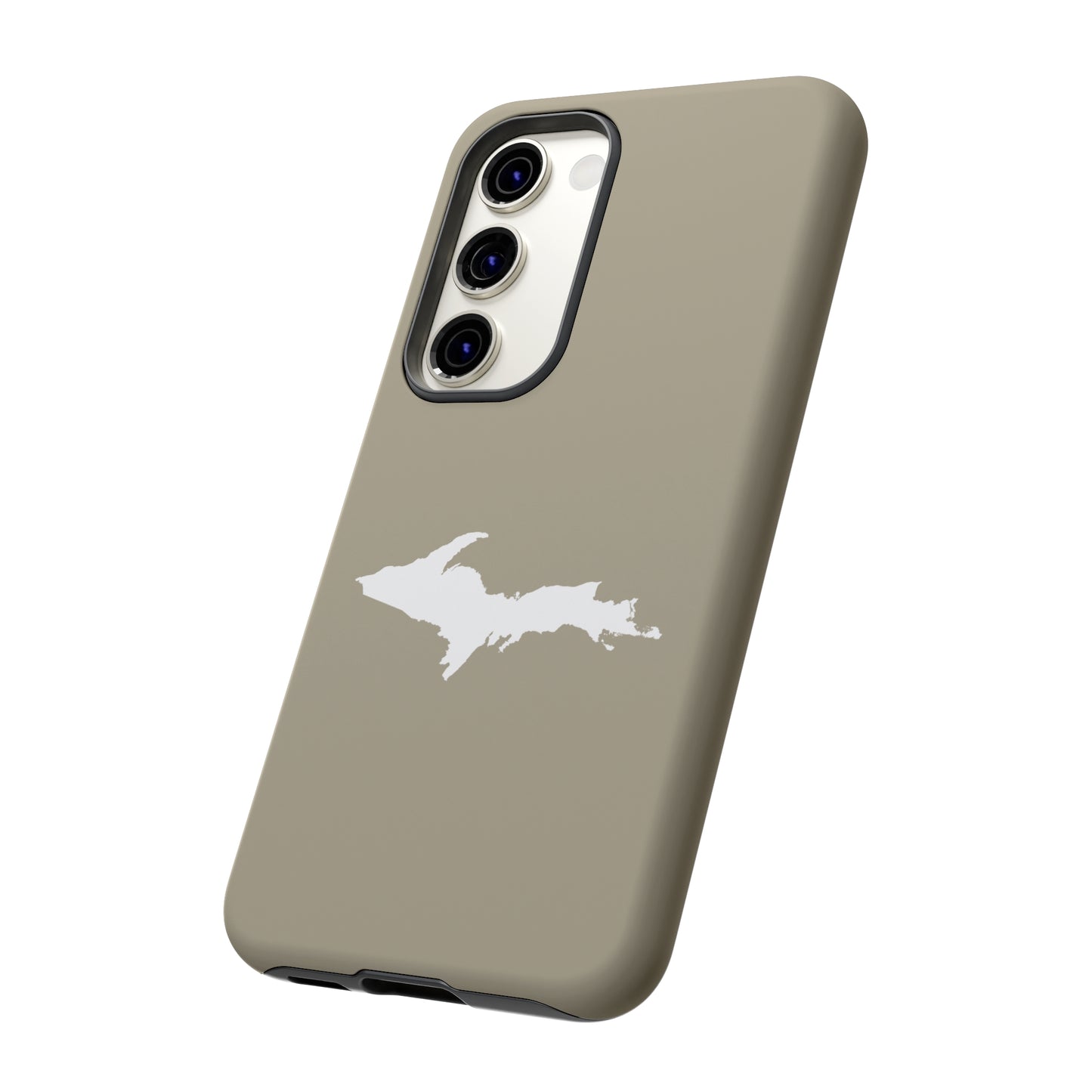 Michigan Upper Peninsula Tough Phone Case (Petoskey Stone Beige w/ UP Outline) | Samsung & Pixel Android