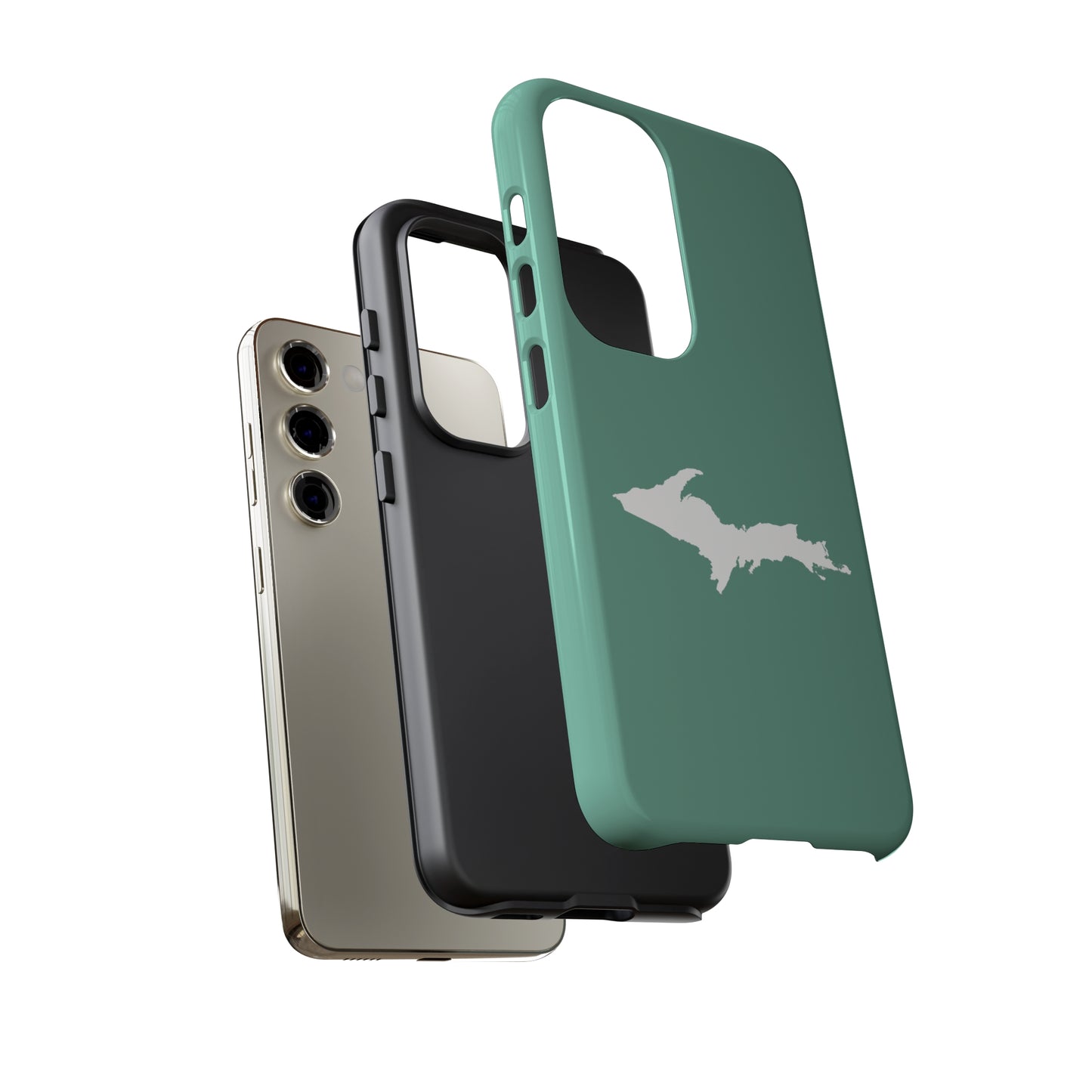 Michigan Upper Peninsula Tough Phone Case ('64 Metallic Mint Green w/ UP Outline) | Samsung & Pixel Android