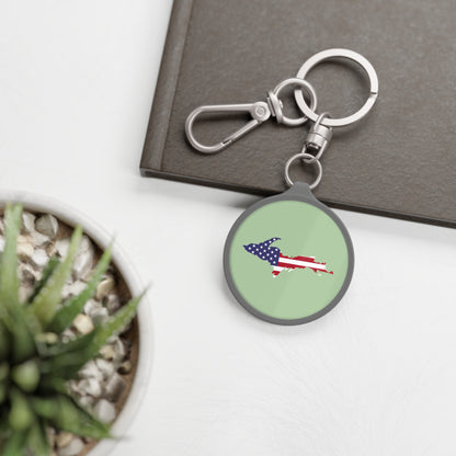 Michigan Upper Peninsula Keyring (w/ UP USA Flag) | Tea Green