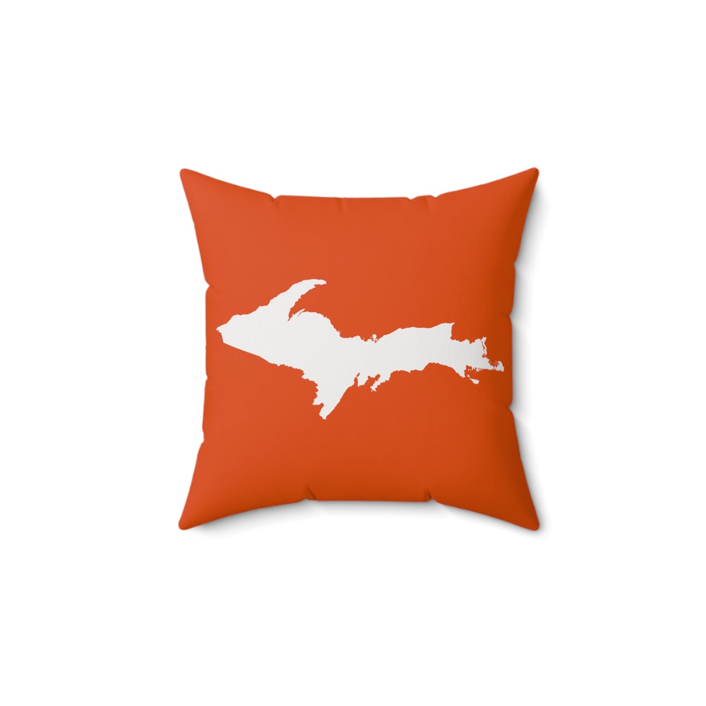 Michigan Upper Peninsula Accent Pillow (w/ UP Outline) | Maple Leaf Orange