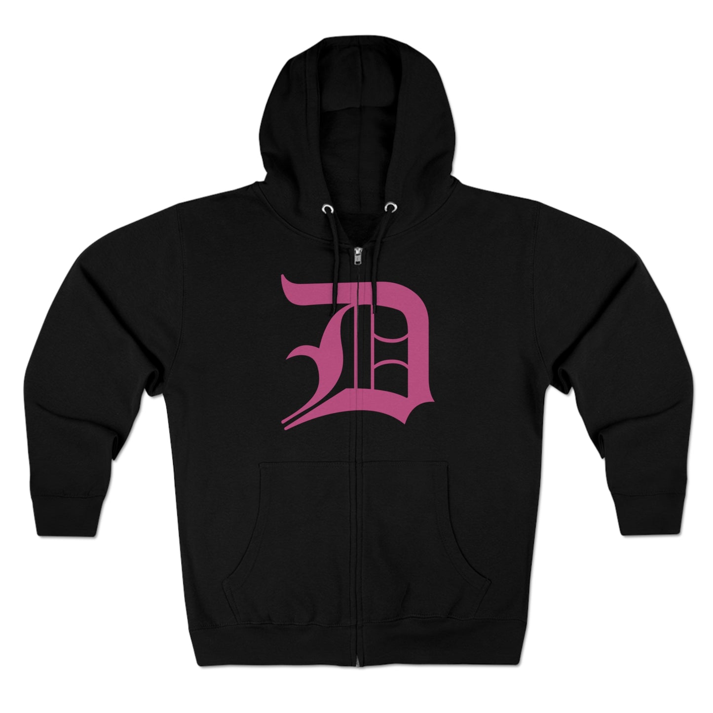 Detroit 'Old English D' Hoodie (Full-Body Apple Blossom Pink) | Unisex Full Zip