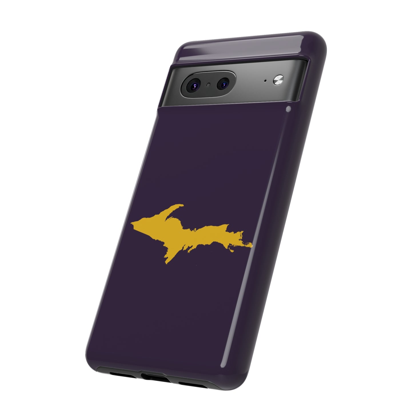 Michigan Upper Peninsula Tough Phone Case (Blackcurrant w/ Gold UP Outline) | Samsung & Pixel Android