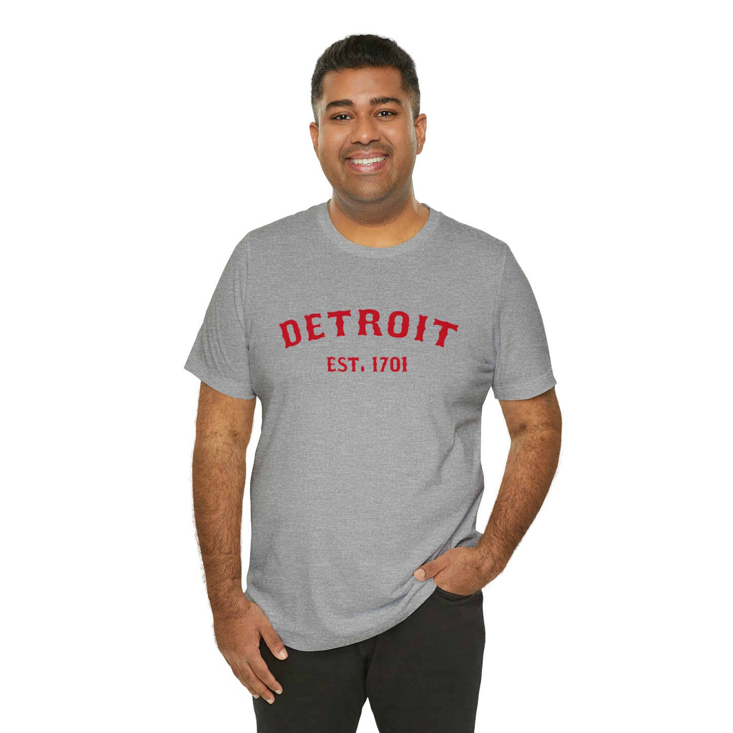 'Detroit EST. 1701' T-Shirt (Aliform Red Ballpark Font) | Unisex Standard