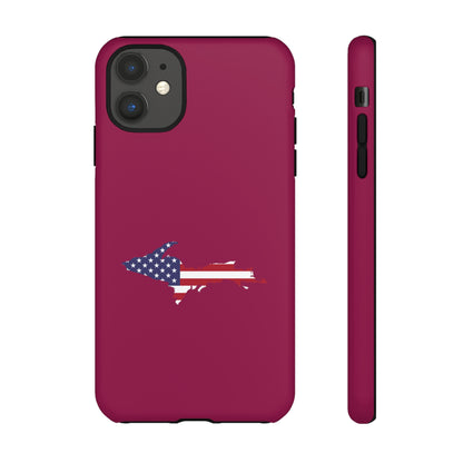 Michigan Upper Peninsula Tough Phone Case (Ruby Red w/ UP USA Flag Outline) | Apple iPhone