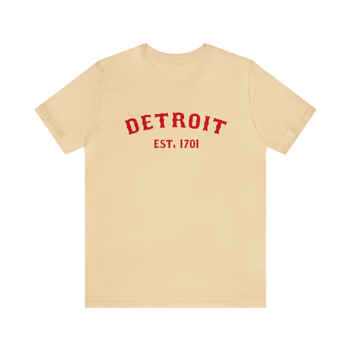 'Detroit EST. 1701' T-Shirt (Aliform Red Ballpark Font) | Unisex Standard