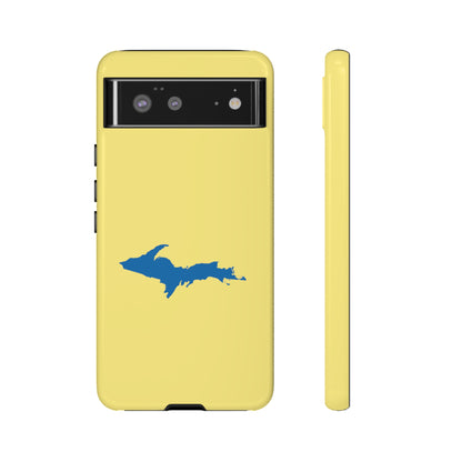 Michigan Upper Peninsula Tough Phone Case (Yellow Cherry w/ Azure UP Outline) | Samsung & Pixel Android