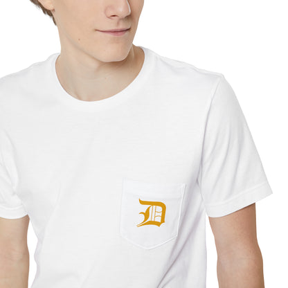 Detroit 'Old English D' Pocket T-Shirt (Gold) | Unisex Standard