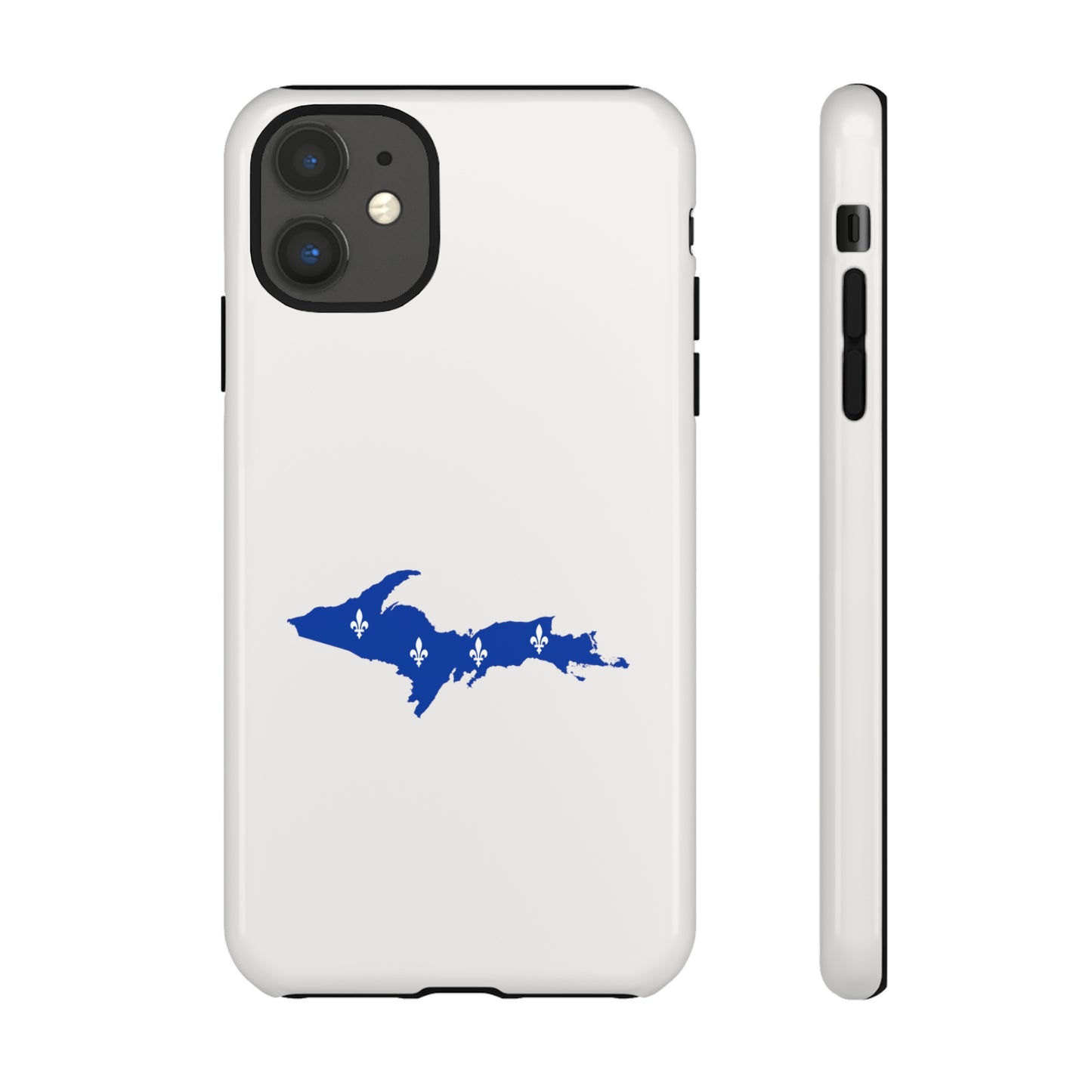 Michigan Upper Peninsula Tough Phone Case (Birch Bark White w/ UP Quebec Flag Outline) | Apple iPhone