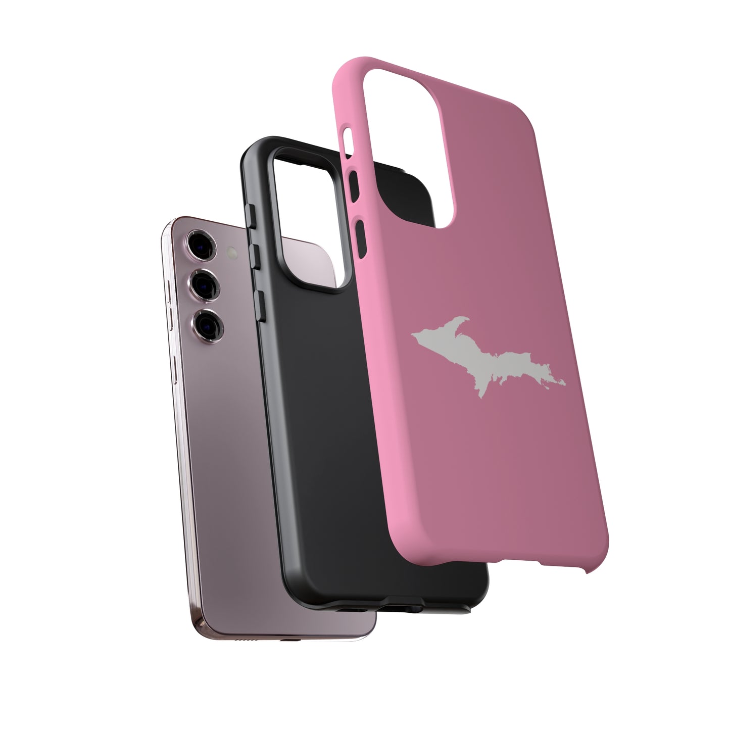 Michigan Upper Peninsula Tough Phone Case ('67 Caddie Pink w/ UP Outline) | Samsung & Pixel Android