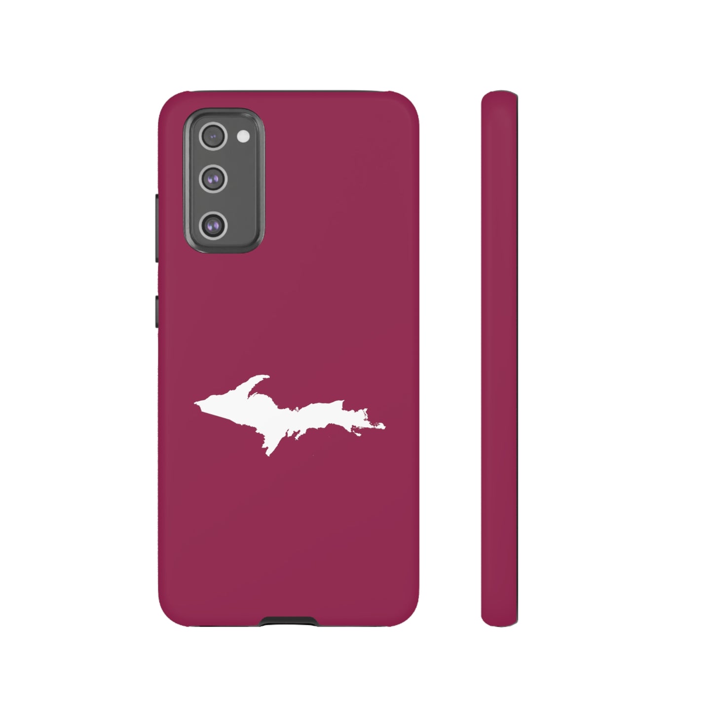 Michigan Upper Peninsula Tough Phone Case (Ruby Red w/ UP Outline) | Samsung & Pixel Android