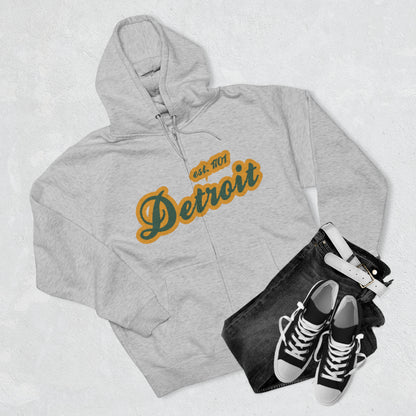 'Detroit EST 1701' Hoodie (Ginger Ale Green Script Font) | Unisex Full Zip