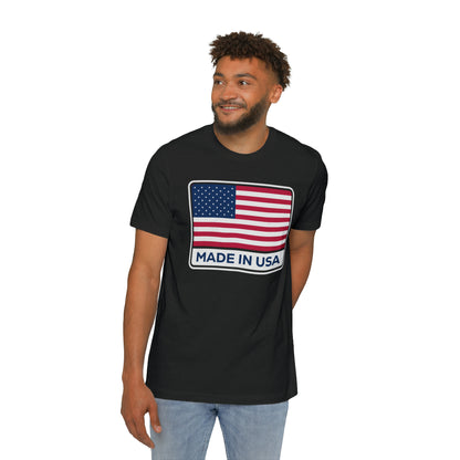 'Made in USA' T-Shirt (Square Flag Slate ) | Made in USA