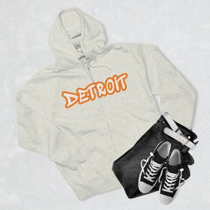 'Detroit' Hoodie (Orange Tag Font) | Unisex Full Zip