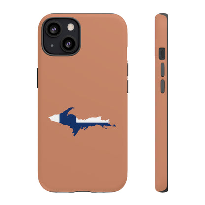 Michigan Upper Peninsula Tough Phone Case (Copper Color w/ UP Finland Flag Outline) | Apple iPhone