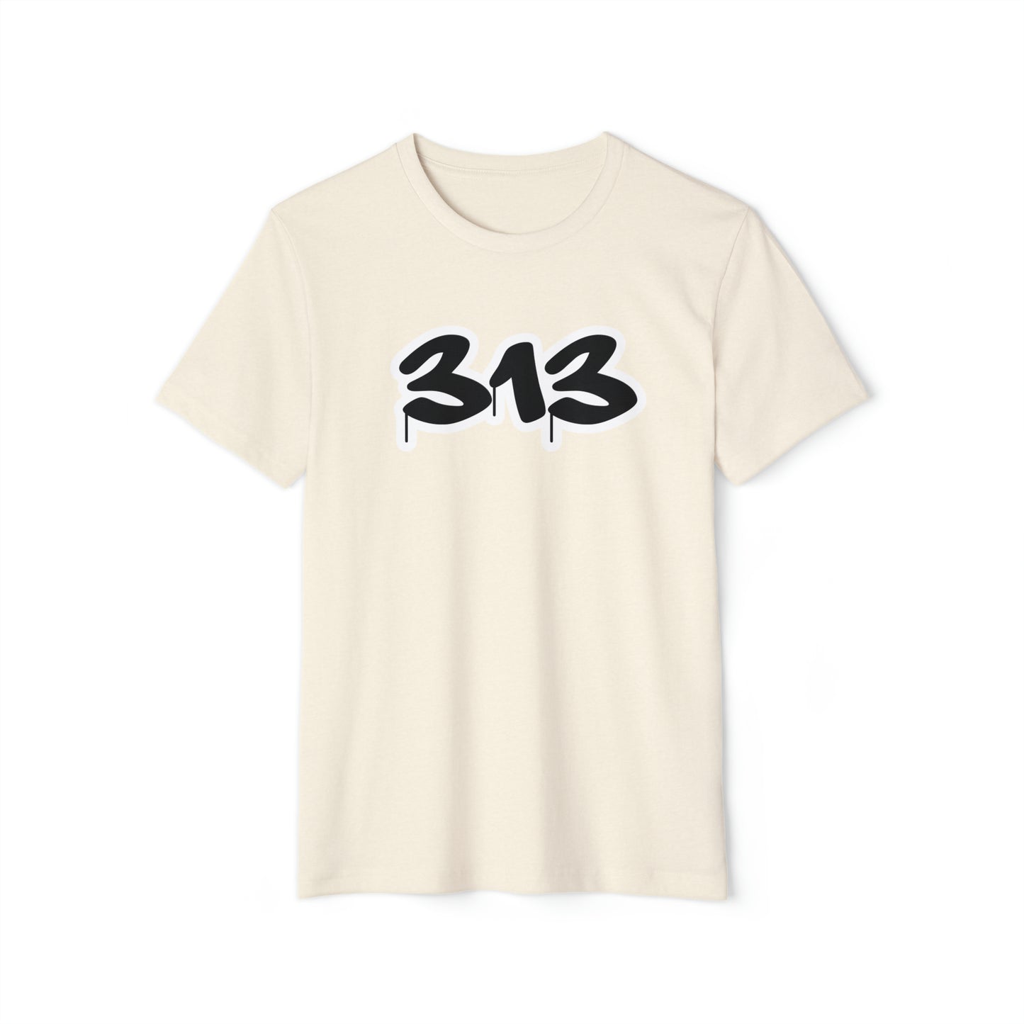 Detroit '313' T-Shirt (Black/White Tag Font) | Unisex Recycled Organic