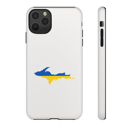 Michigan Upper Peninsula Tough Phone Case (Birch Bark White w/ UP Ukraine Flag Outline) | Apple iPhone