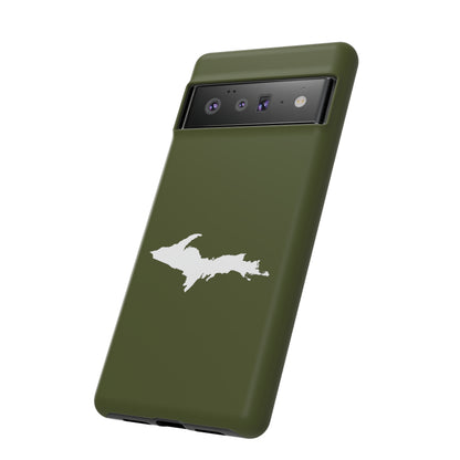 Michigan Upper Peninsula Tough Phone Case (Army Green w/ UP Outline) | Samsung & Pixel Android