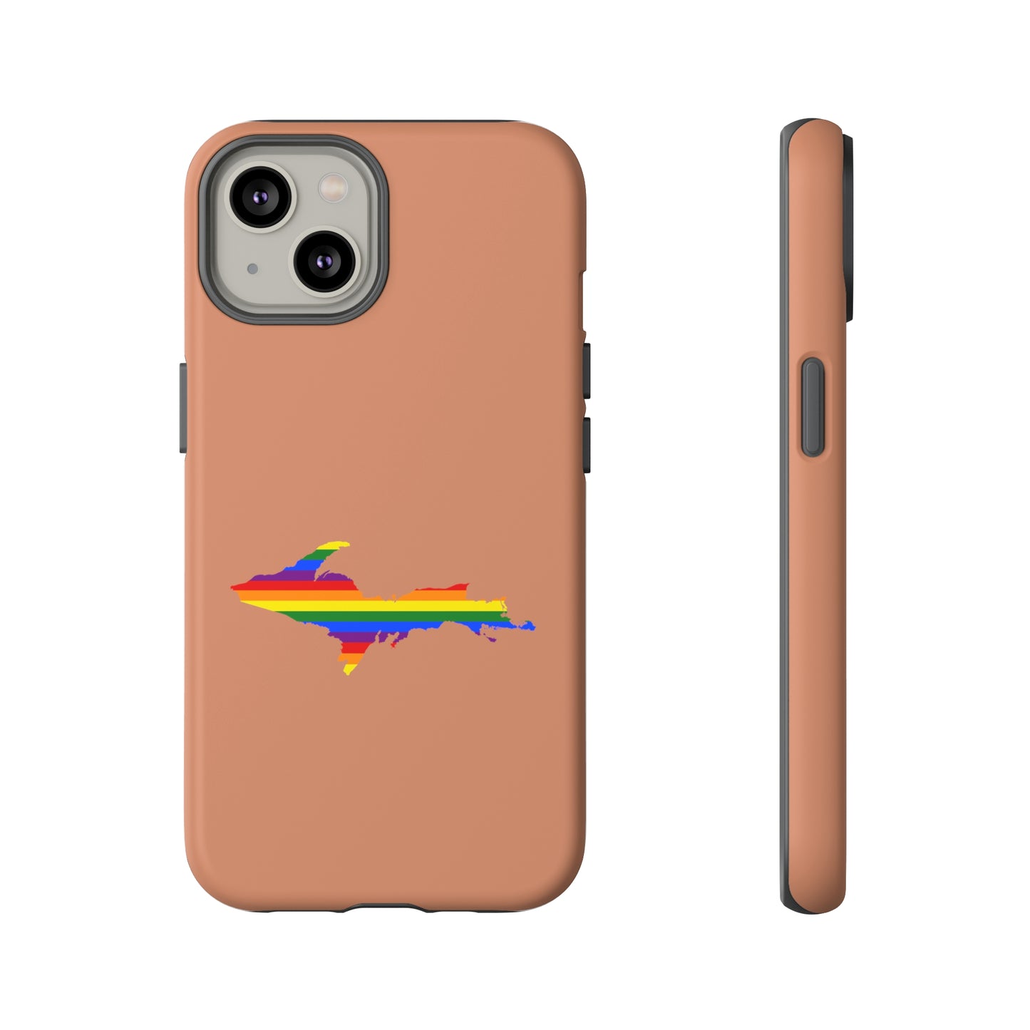 Michigan Upper Peninsula Tough Phone Case (Copper Color w/ UP Pride Flag Outline) | Apple iPhone