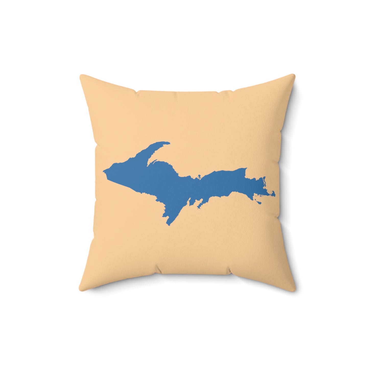 Michigan Upper Peninsula Accent Pillow (w/ UP Outline) | Pale Apricot