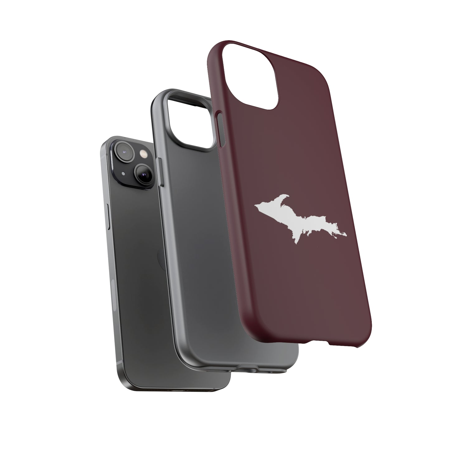 Michigan Upper Peninsula Tough Phone Case (Old Mission Burgundy w/ UP Outline) | Apple iPhone