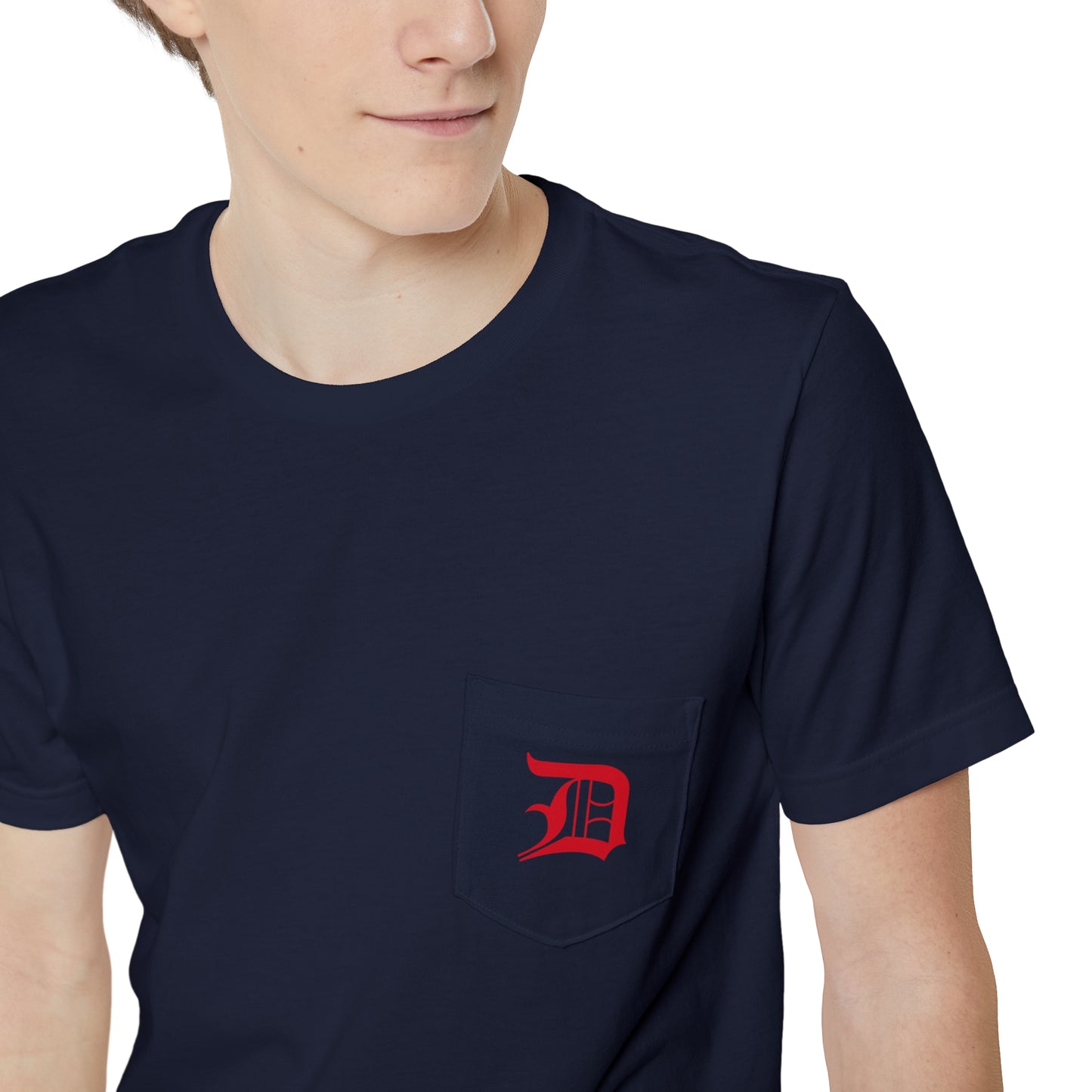 Detroit 'Old English D' Pocket T-Shirt (Aliform Red) | Unisex Standard