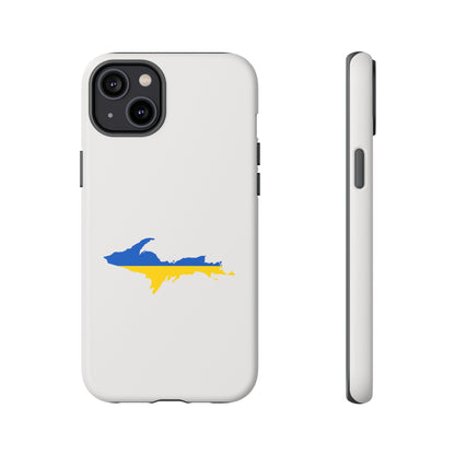 Michigan Upper Peninsula Tough Phone Case (Birch Bark White w/ UP Ukraine Flag Outline) | Apple iPhone