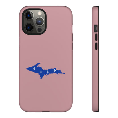 Michigan Upper Peninsula Tough Phone Case (Cherry Blossom Pink w/ UP Quebec Flag Outline) | Apple iPhone