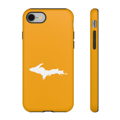 Michigan Upper Peninsula Tough Phone Case (Autumn Birch Leaf Color w/ UP Outline) | Apple iPhone