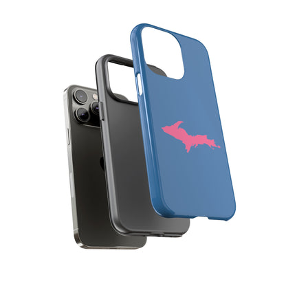 Michigan Upper Peninsula Tough Phone Case (Lake Superior Blue w/ Pink UP Outline) | Apple iPhone