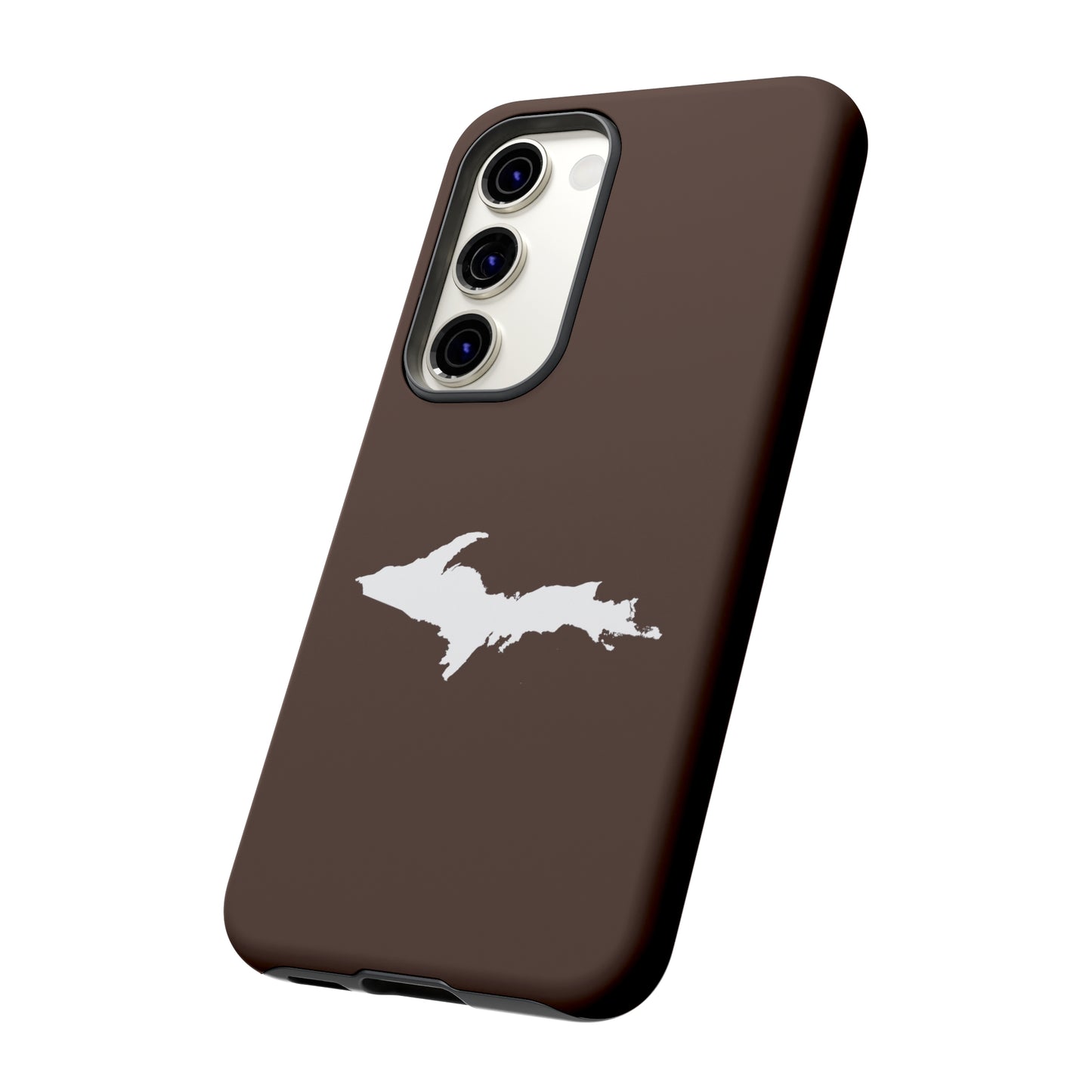 Michigan Upper Peninsula Tough Phone Case (Hickory Color w/ UP Outline) | Samsung & Pixel Android