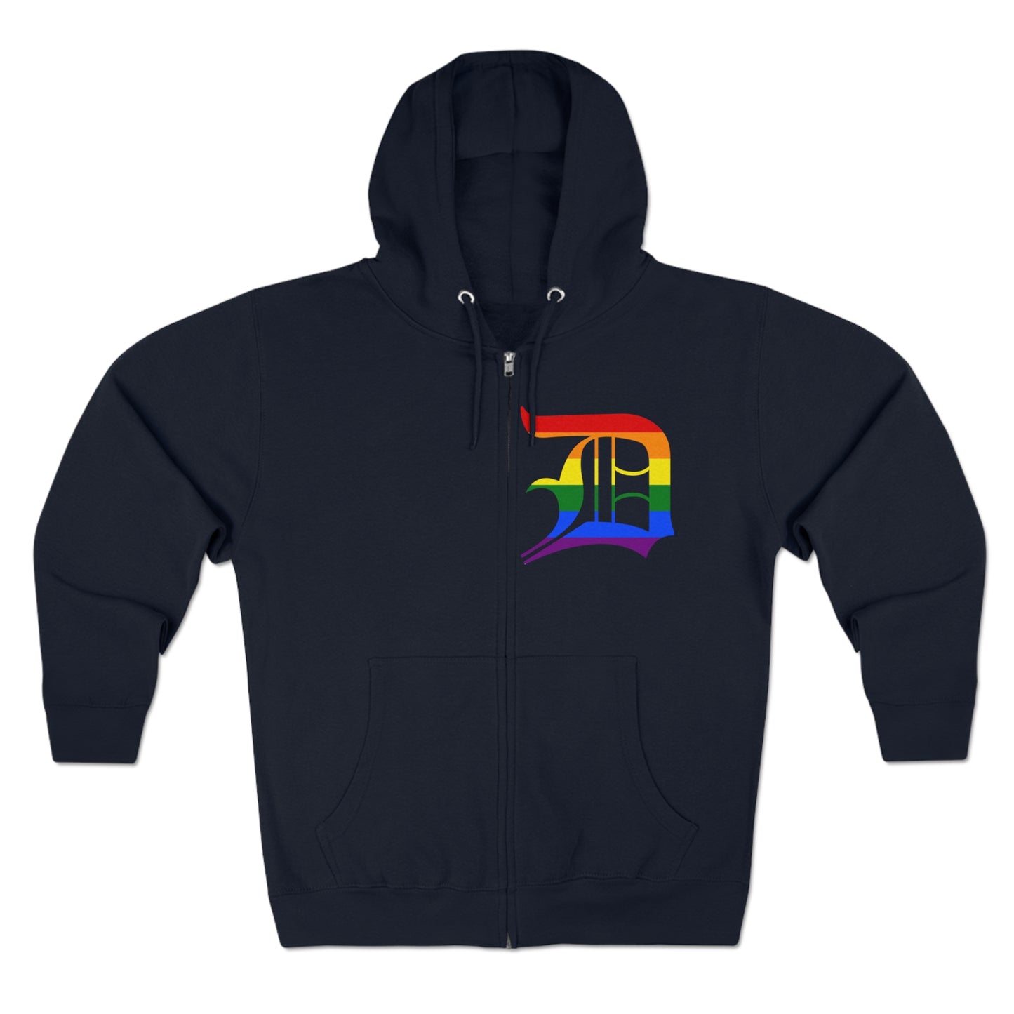 Detroit 'Old English D' Hoodie (Rainbow Pride Edition) | Unisex Full Zip