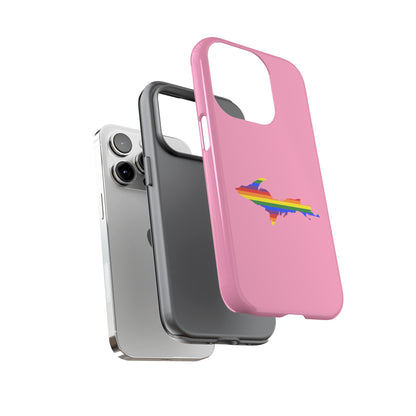 Michigan Upper Peninsula Tough Phone Case ('67 Pink Caddie w/ UP Pride Flag Outline) | Apple iPhone