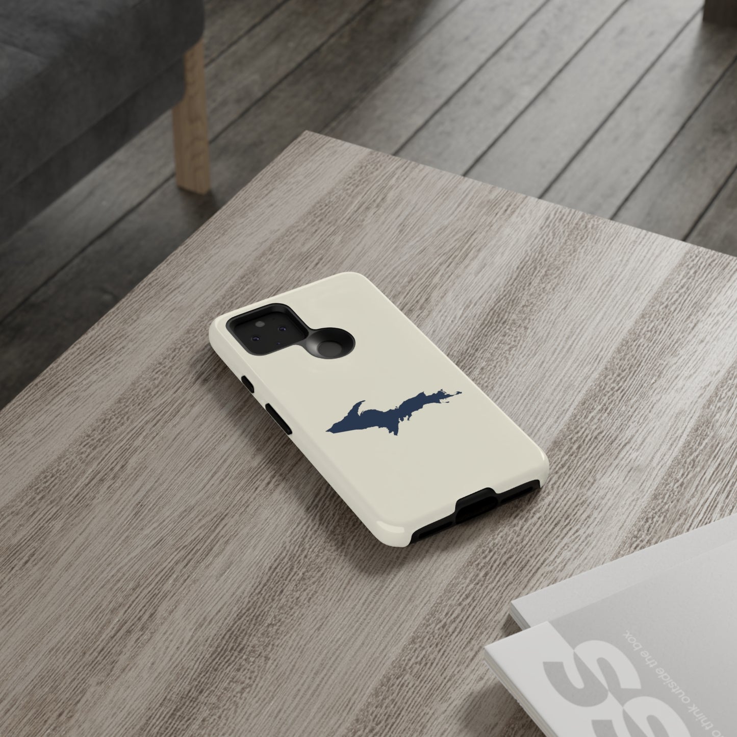 Michigan Upper Peninsula Tough Phone Case (Ivory w/ Navy UP Outline) | Samsung & Pixel Android