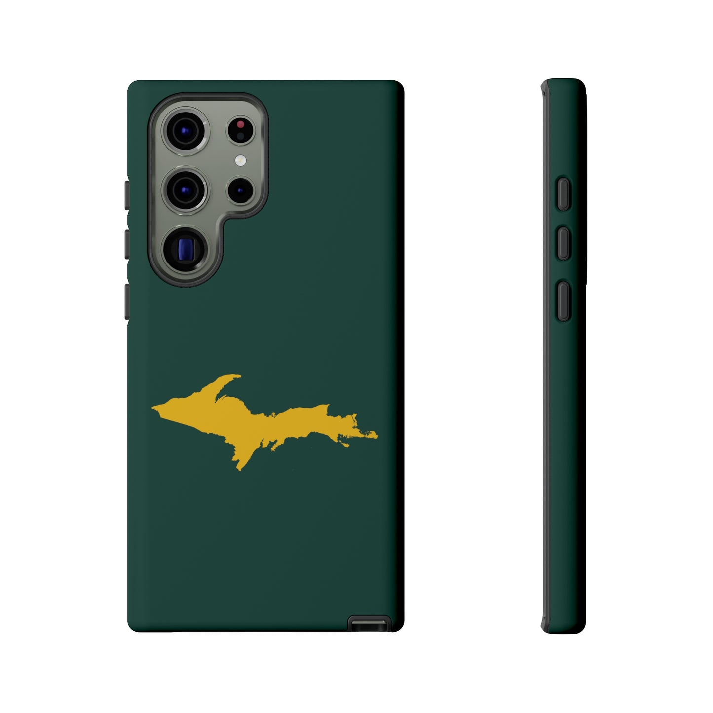 Michigan Upper Peninsula Tough Phone Case (Green w/ Gold UP Outline) | Samsung & Pixel Android