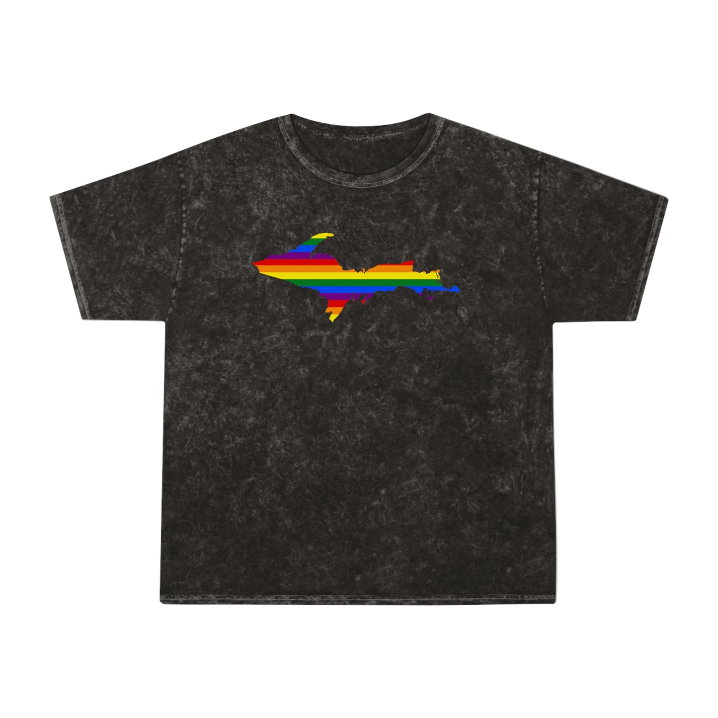 Michigan Upper Peninsula T-Shirt (w/ UP Rainbow Pride Flag) | Unisex Mineral Wash