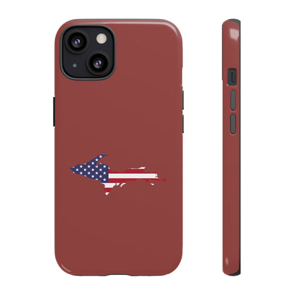 Michigan Upper Peninsula Tough Phone Case (Ore Dock Red w/ UP USA Flag Outline) | Apple iPhone