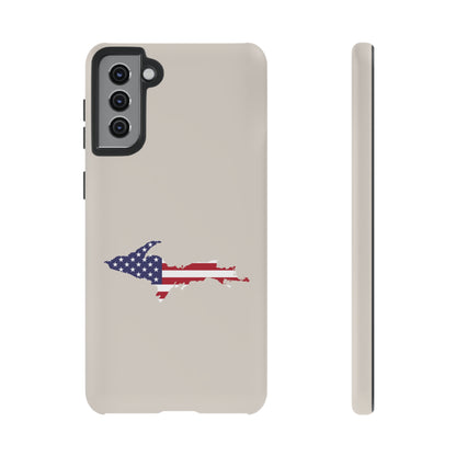 Michigan Upper Peninsula Tough Phone Case (Canvas Color w/ UP USA Flag Outline) | Samsung & Pixel Android