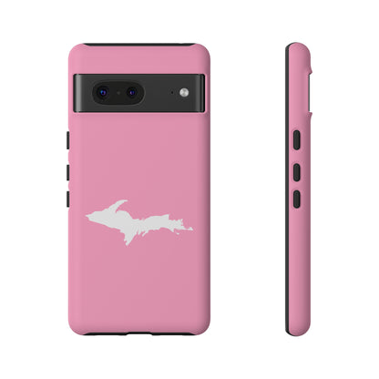 Michigan Upper Peninsula Tough Phone Case ('67 Caddie Pink w/ UP Outline) | Samsung & Pixel Android