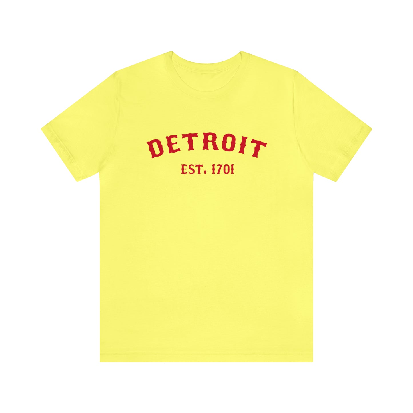 'Detroit EST. 1701' T-Shirt (Aliform Red Ballpark Font) | Unisex Standard